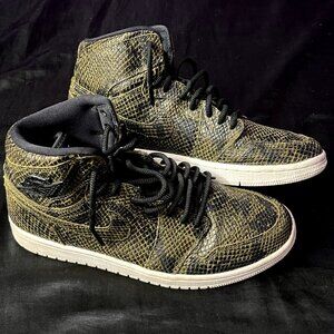 Air Jordan 1 High Premium Snakeskin Olive Canvas size 9.5 Mens